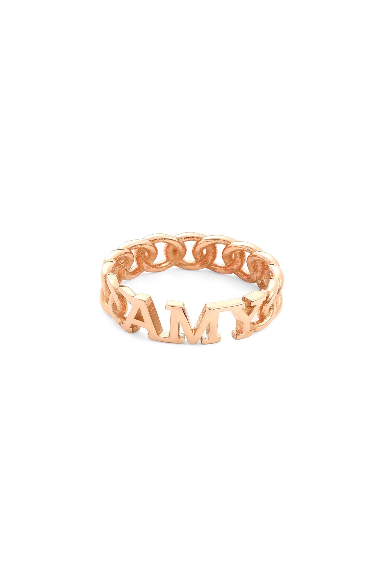 Elegant Silver Chain Ring with Personalized Name