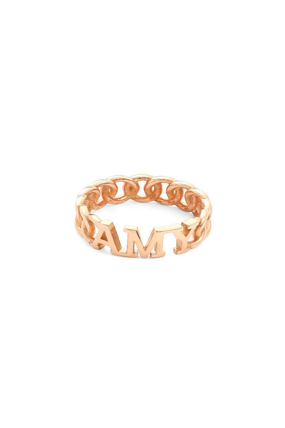 Elegant Silver Chain Ring with Personalized Name